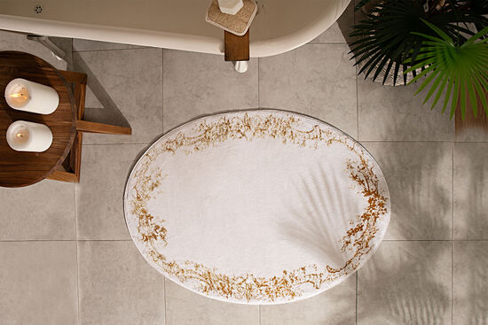 FLORA OVAL PASPAS EKRU-GOLD 90x120cm