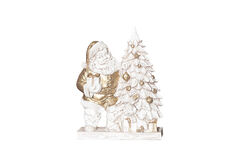 KERVAN - HYK1156 ÇAM AĞAÇLI NOEL BABA 20x28cm KREM-GOLD