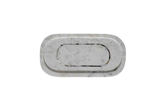 MARBLE TEPSI -SEDEF DETAYLI - 30x15x2.5cm BEYAZ (AH-13080)