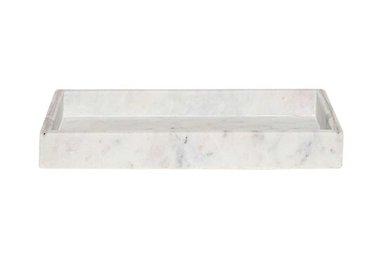 MARBLE TEPSI -SEDEF DETAYLI -30x15x4cm BEYAZ (AH-13090)