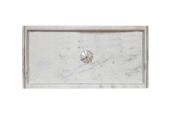 MARBLE TEPSI -SEDEF DETAYLI -30x15x4cm BEYAZ (AH-13090)