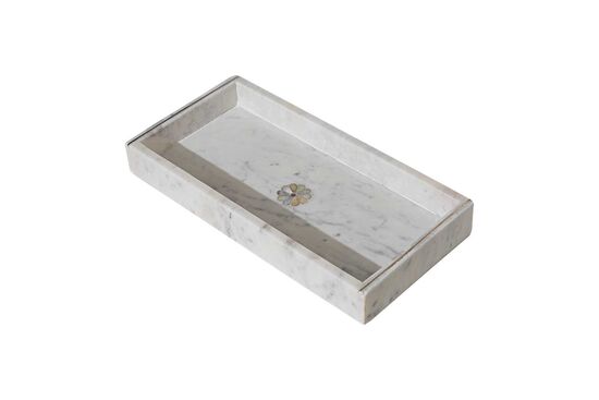 MARBLE TEPSI -SEDEF DETAYLI -30x15x4cm BEYAZ (AH-13090)