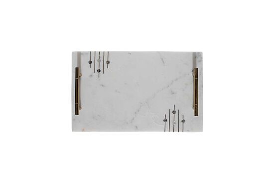 MARBLE TEPSI -SEDEF DETAYLI -38x23x4cm BEYAZ (AH-13074)