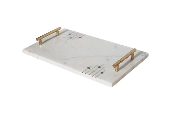 MARBLE TEPSI -SEDEF DETAYLI -38x23x4cm BEYAZ (AH-13074)